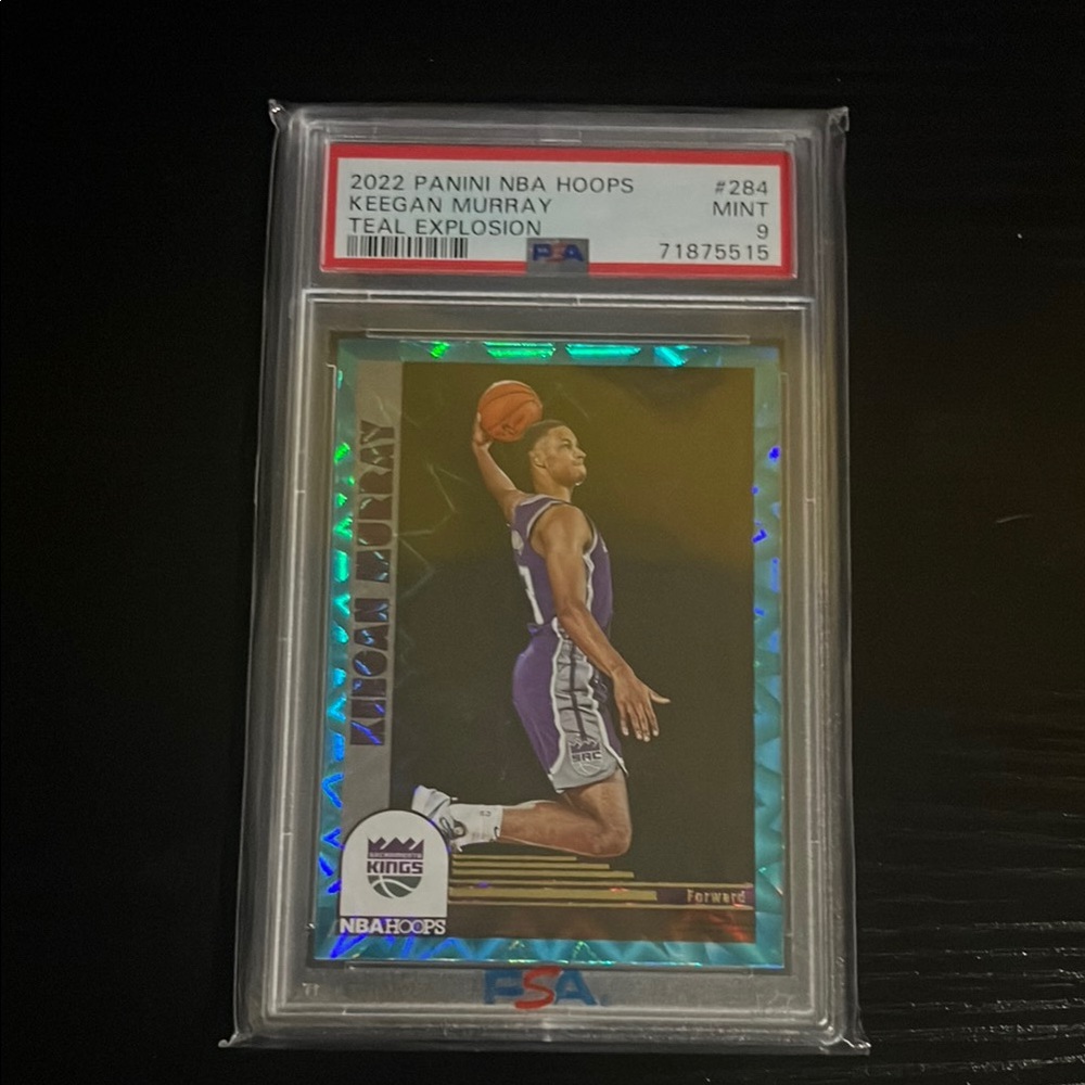 2022 Panini NBA Hoops Keegan Murray Teal Explosion Card psa 9
